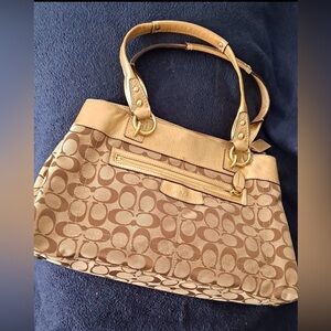 Coach F15533 Canvas Leather Signature Penelope Shoulder Bag Purse Handbag Tote